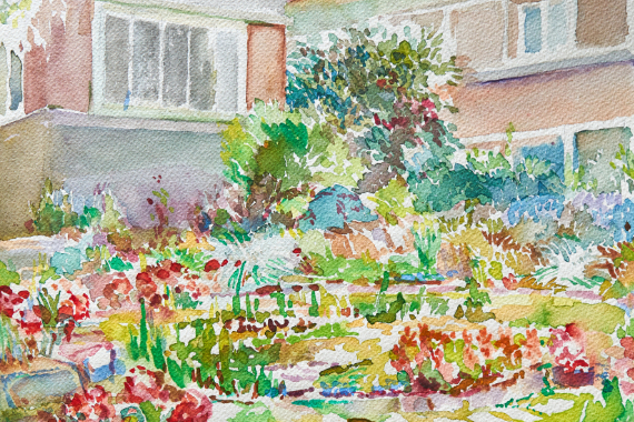 1960 Vorgarten des Hauses in Hambach 40x30